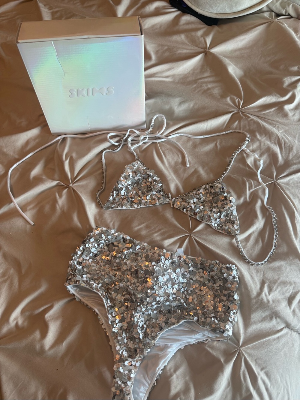 Skims Sequin High-Waist Set - Silver - Picture 2 of 5